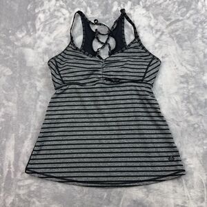 Prana Filament Tank Top Women's Size Small Gray Striped Shelf Bra Athleisure